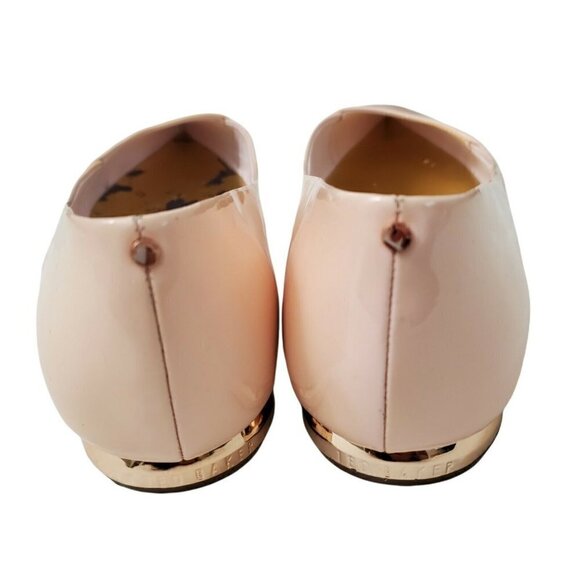 Ted Baker Ballet Flats Womens 8 Patent Leather Pale Pink Pointed Toe 39 EU - Picture 4 of 12